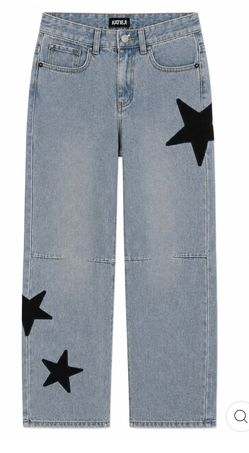 Philly mid wash/black star jeans