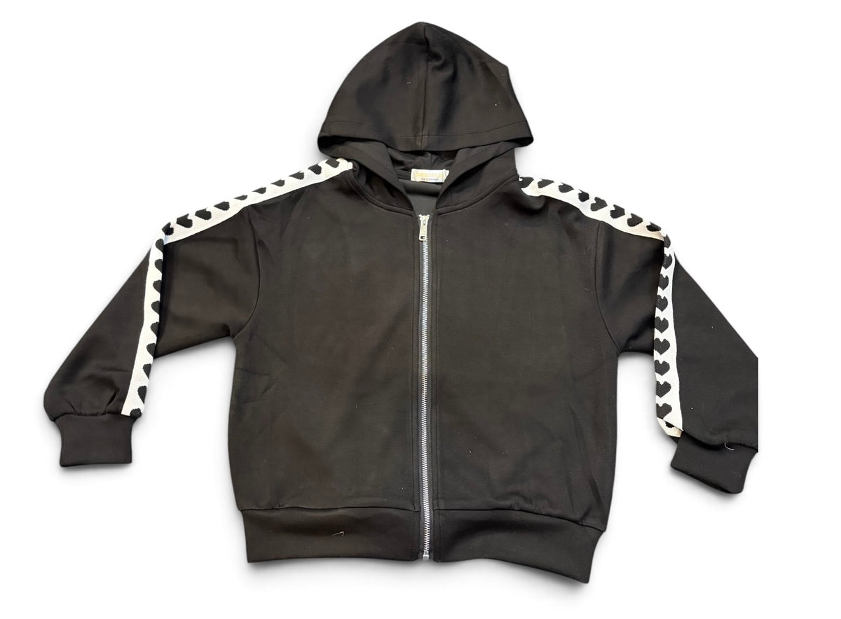 Side Stripe Heart Zip-Up