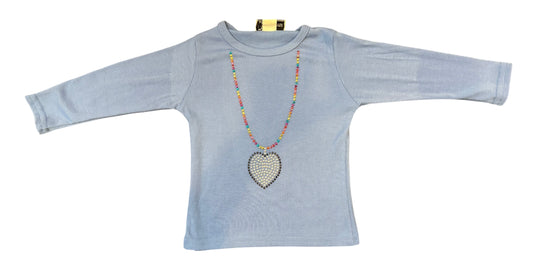Light Blue Heart Necklace Long Sleeve