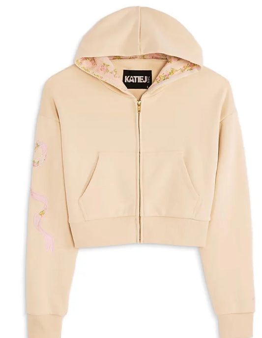 Dylan Bow taupe shabby floral zip up