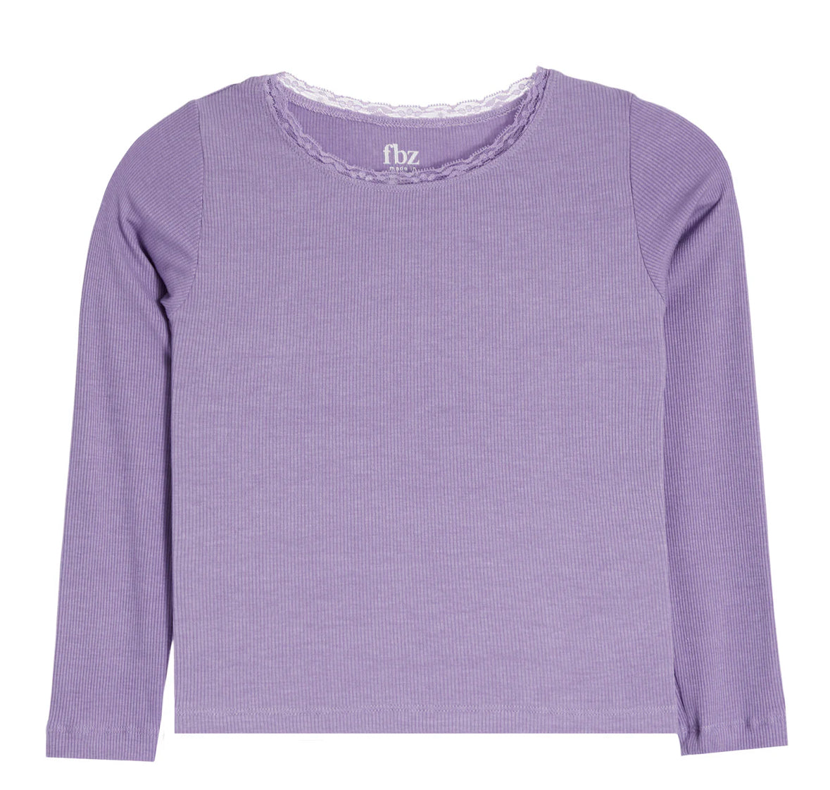Purple ribbed lace long sleeve tee