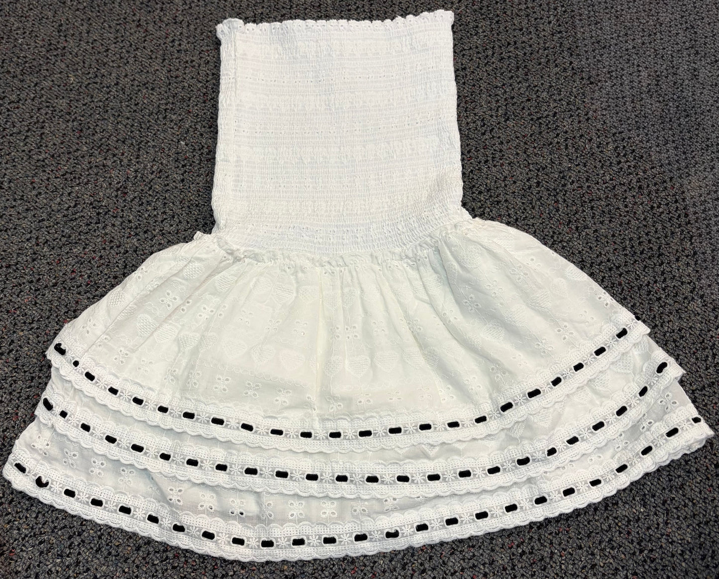 Sage White Smocked Tube Dress