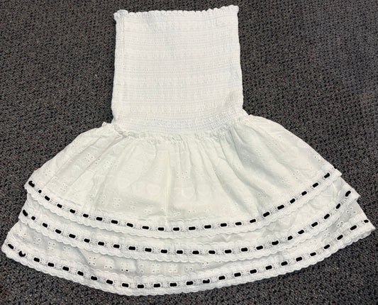 Sage White Smocked Tube Dress