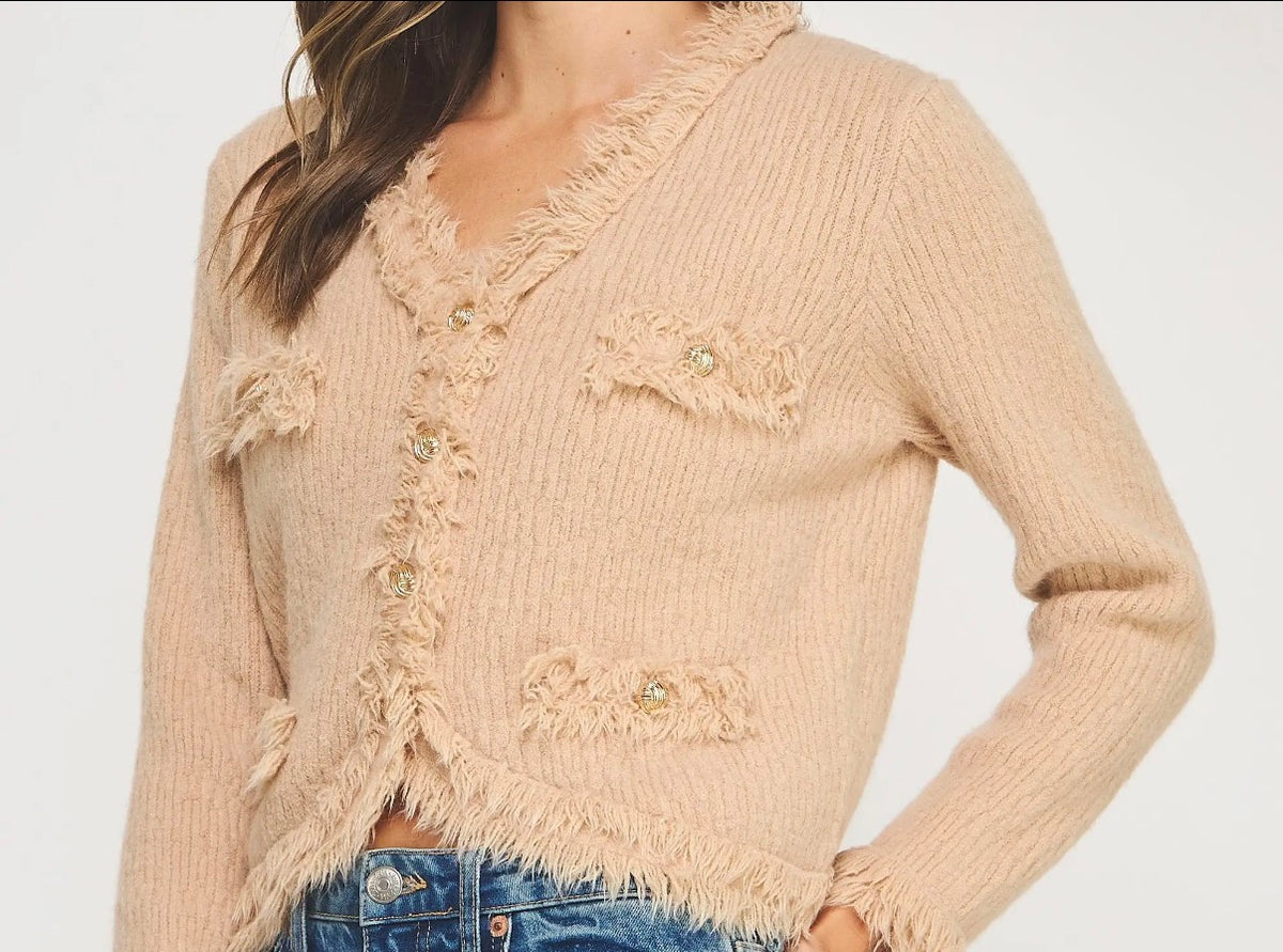 Textured Trim Cardigan