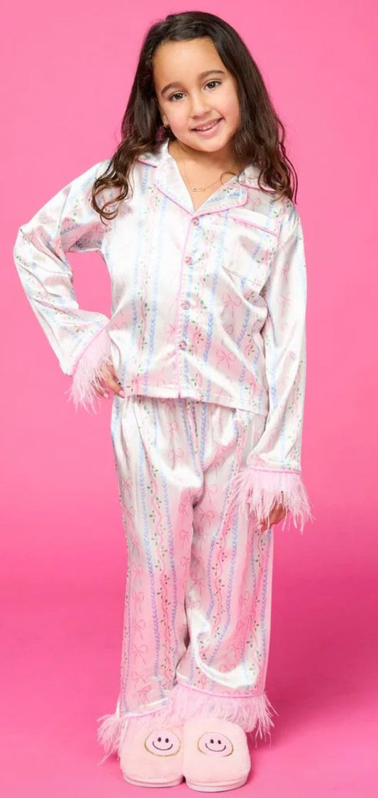 All Tied up Feather Trim Silky Set