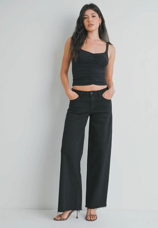 Just USA black denim relaxed wide leg
