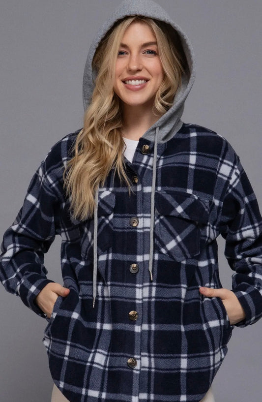 Long sleeve plaid button down jacket