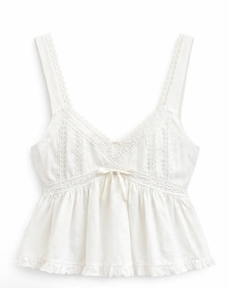 Katie J Ilyana Top tiered babydoll white cami