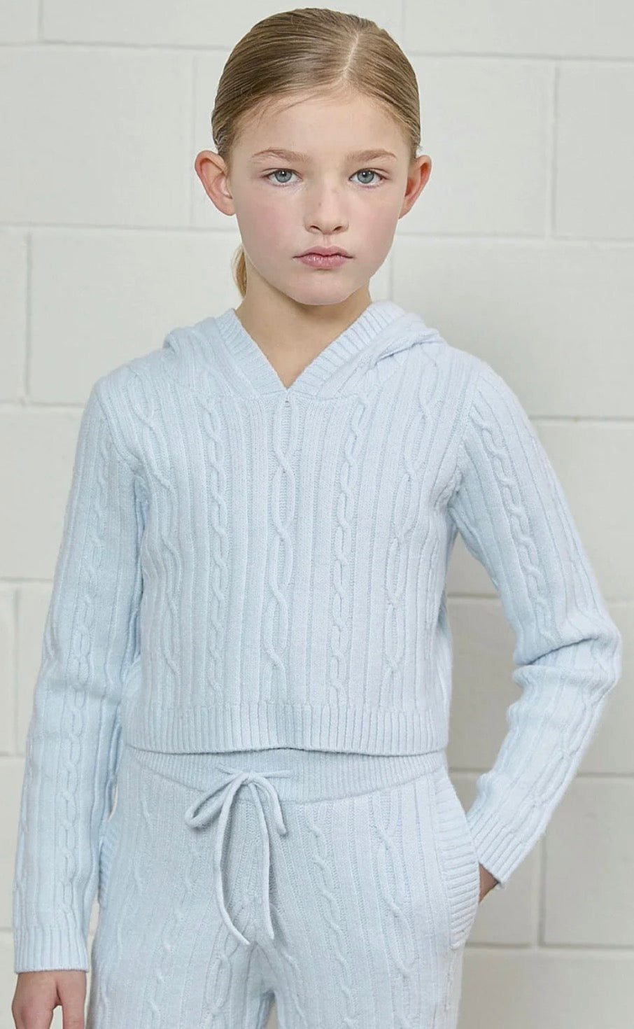 Cable Knit Cropped Hoodie