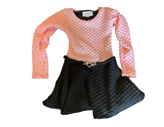 Pink Belted Skater Dress