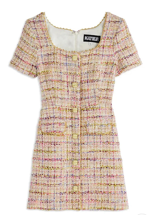 Anna pink multi short sleeve dress