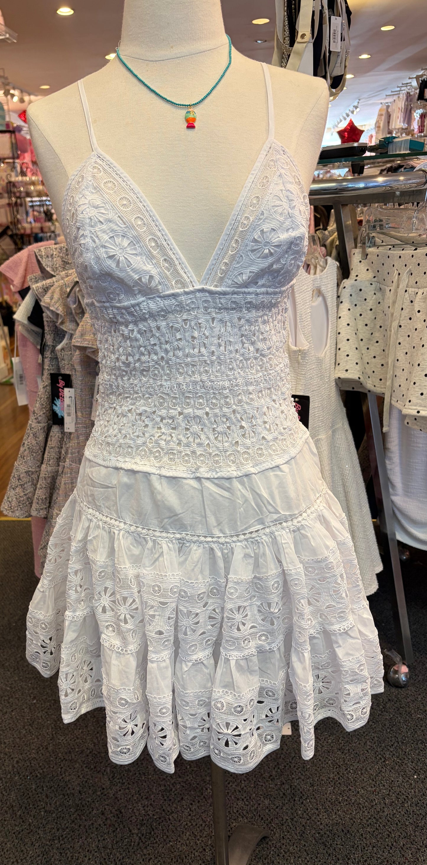 All White Lace Floral Dress