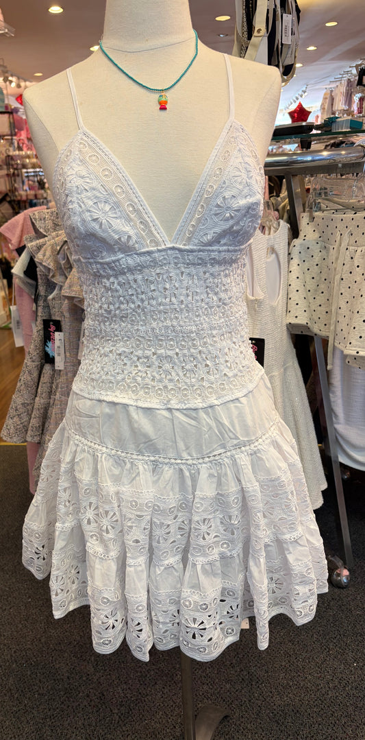 All White Lace Floral Dress