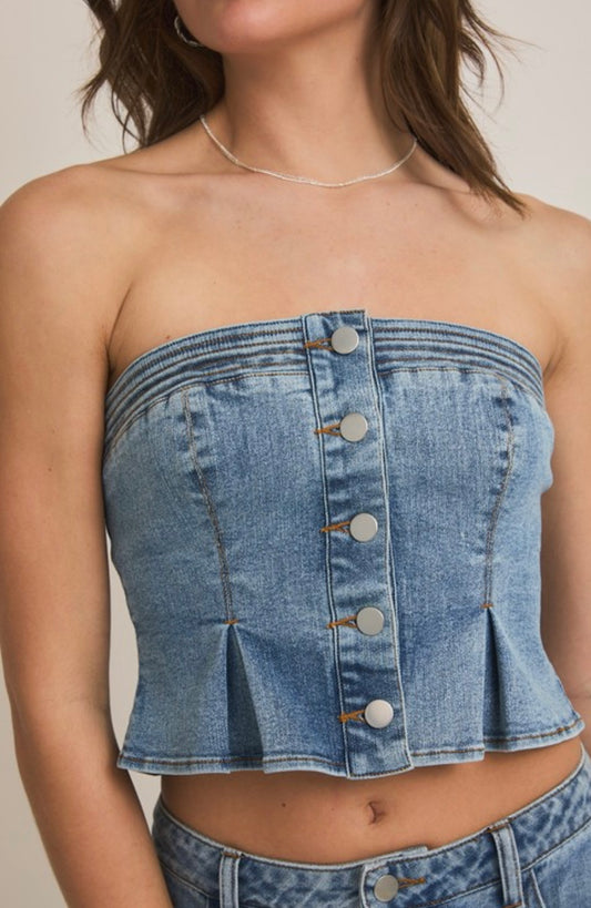 Le Lis Denim tube top