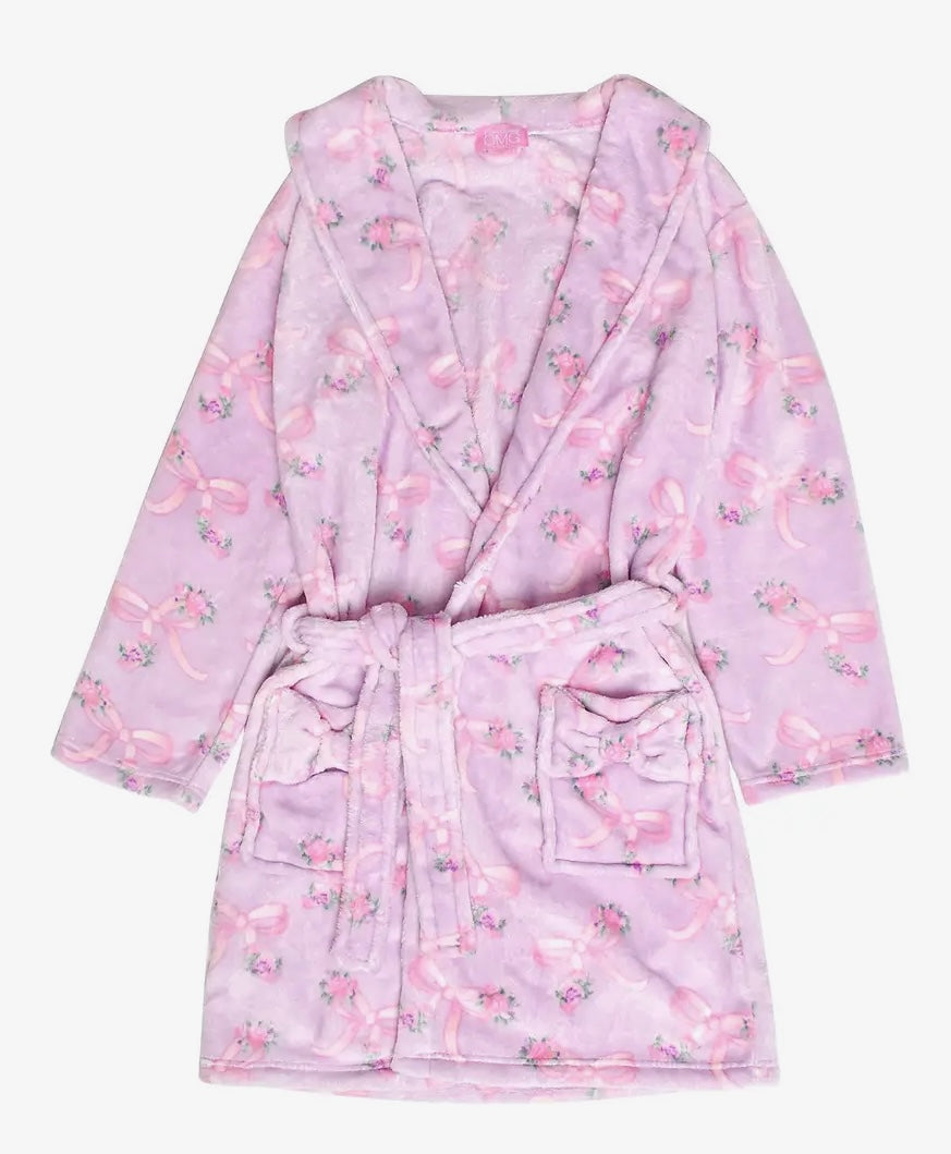 Purple and pink bow bathrobe