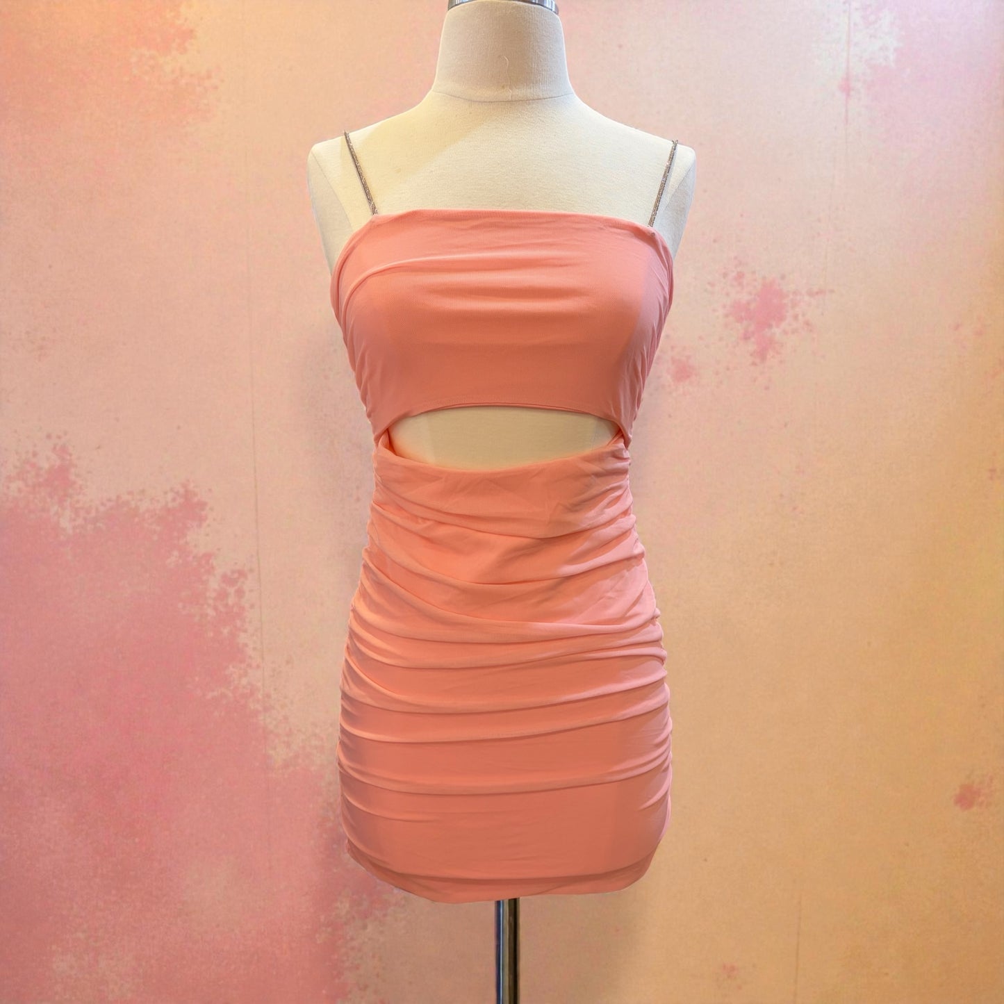 Liv pink mesh reversible cutout dress