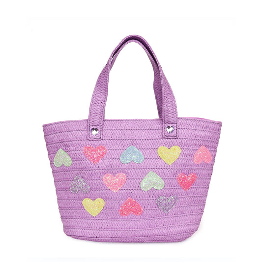OMG Purple Heart straw bag