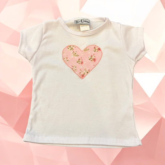 Pink Eyelet Heart Tee