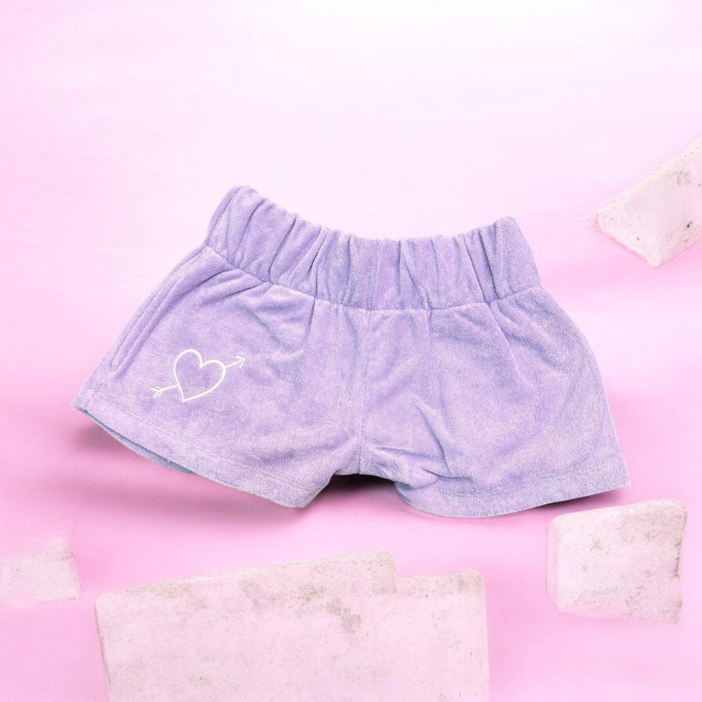 Sammie Lavender Terry Cloth Short w Heart