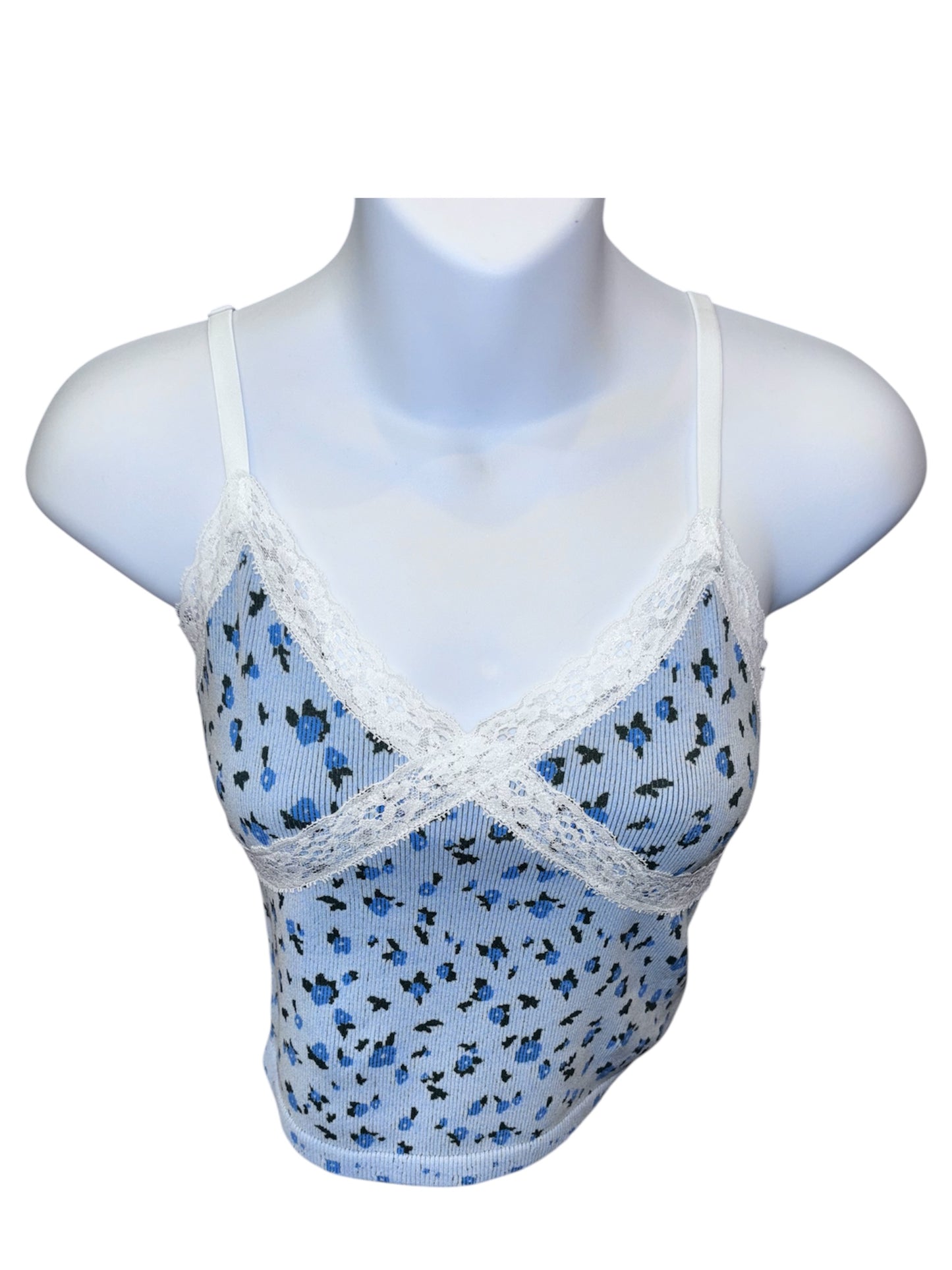 ANWYD CRISS-CROSS LACE FLOWER TANK