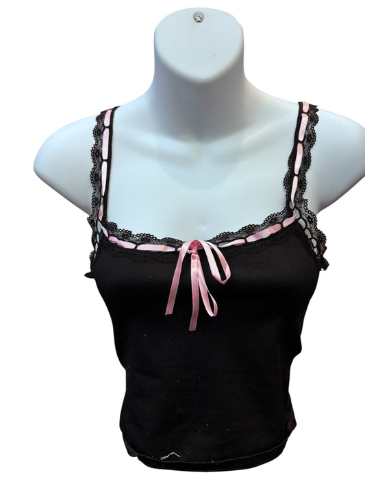 ANWND black cami pink ribbon