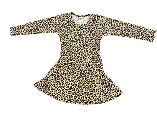 Ribbed Leopard Long Sleeve Dress