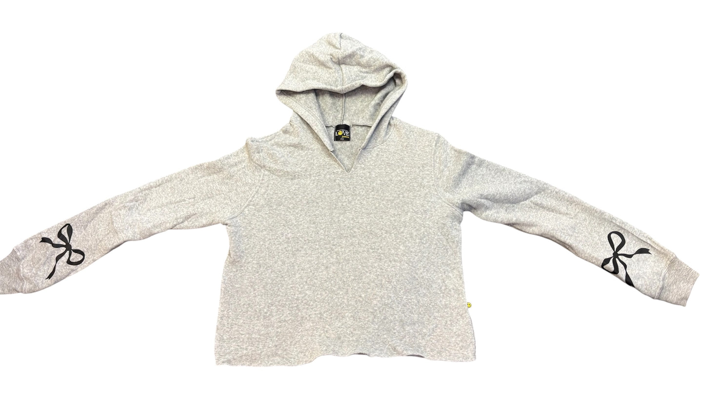 Fleece Cropped Hoodie w/ Bows