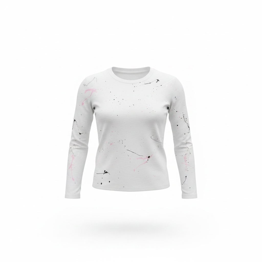 White Long Sleeve w Splatter