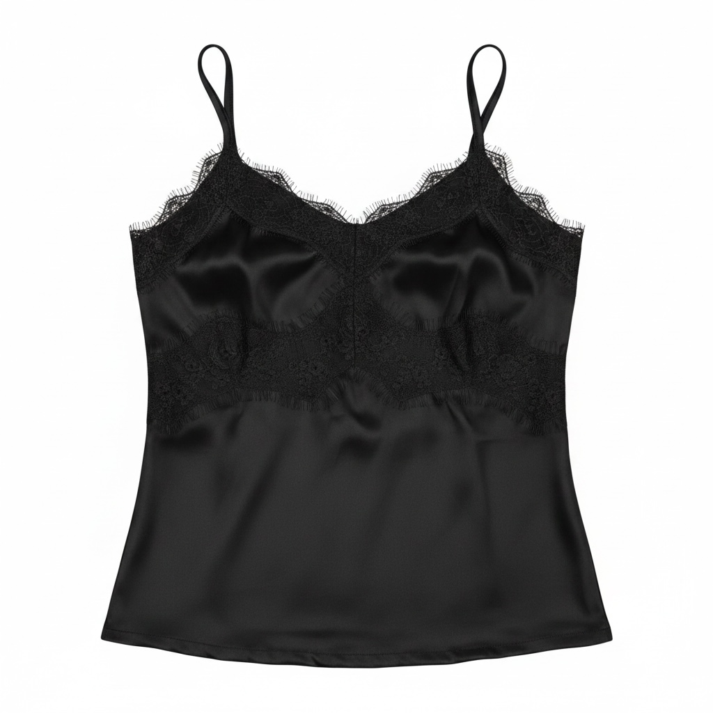 Black Satin & Lace Cami