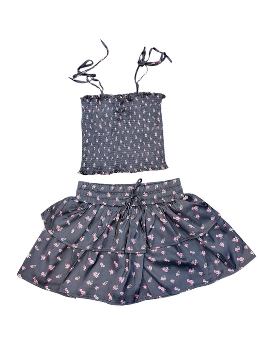 Willow Satin Navy Rose Skort & Top
