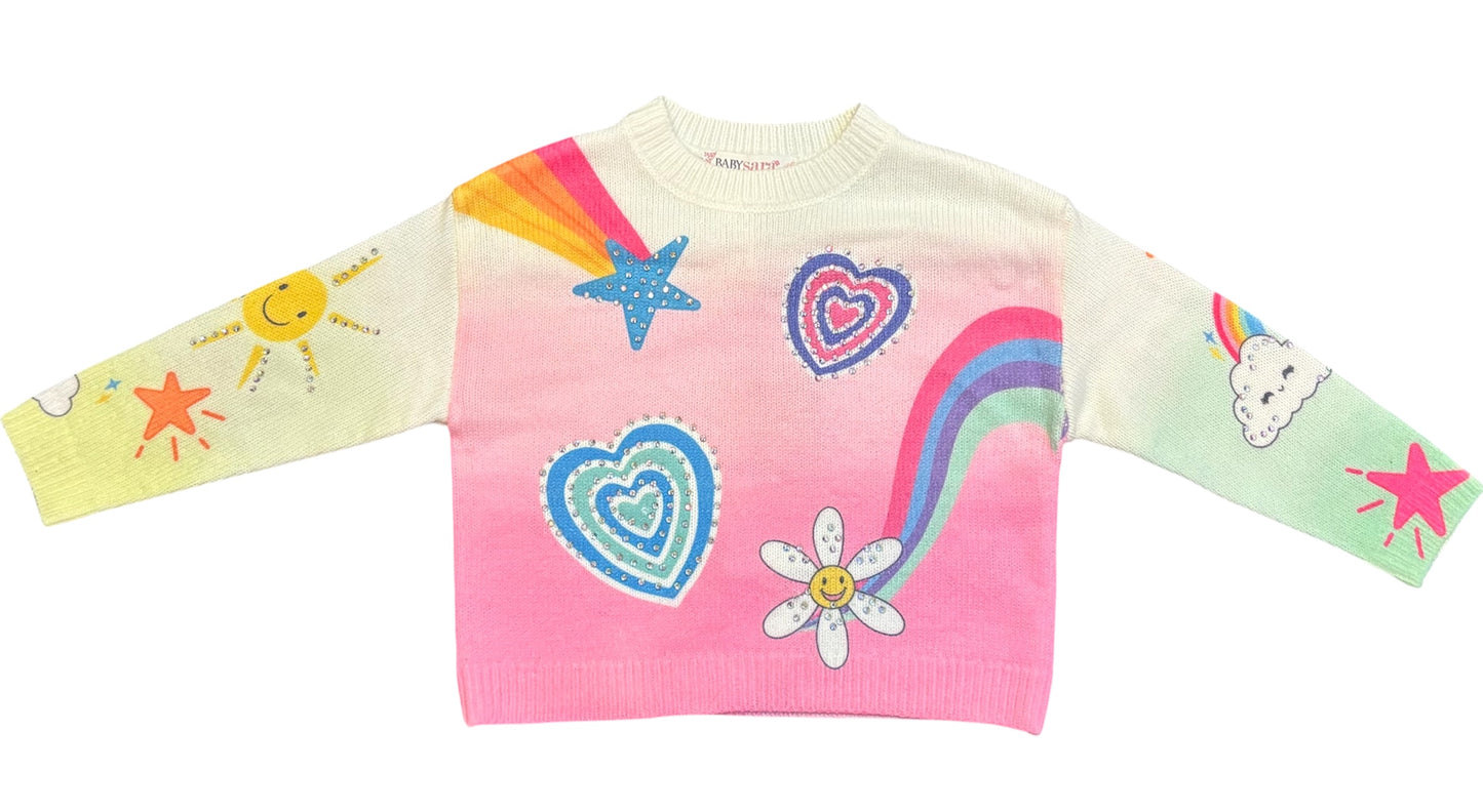 Icon Print Sweater w/ Rhinestone