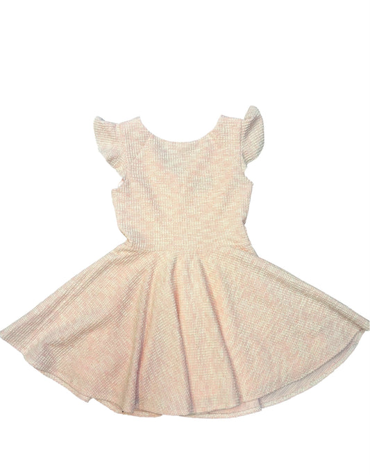 Jr Pink Flutter sleeve fit flair Dress