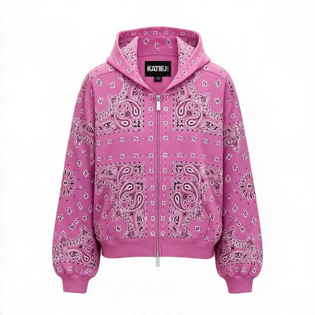 Hot pink bandana zip up