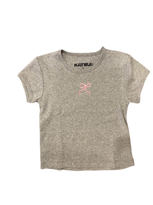 Heather Grey pink bow