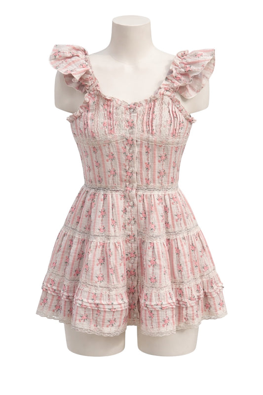 White pink demure dress